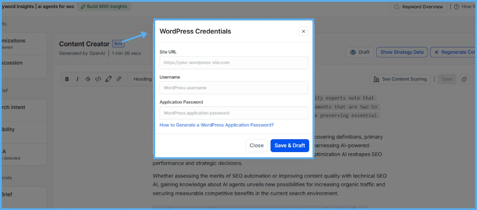 generate-content-in-kiva-and-click-draft-to-start-wordpress