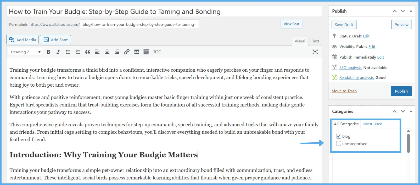 view-edit-wordpress-draft-assign-category-update-permalink-save-post