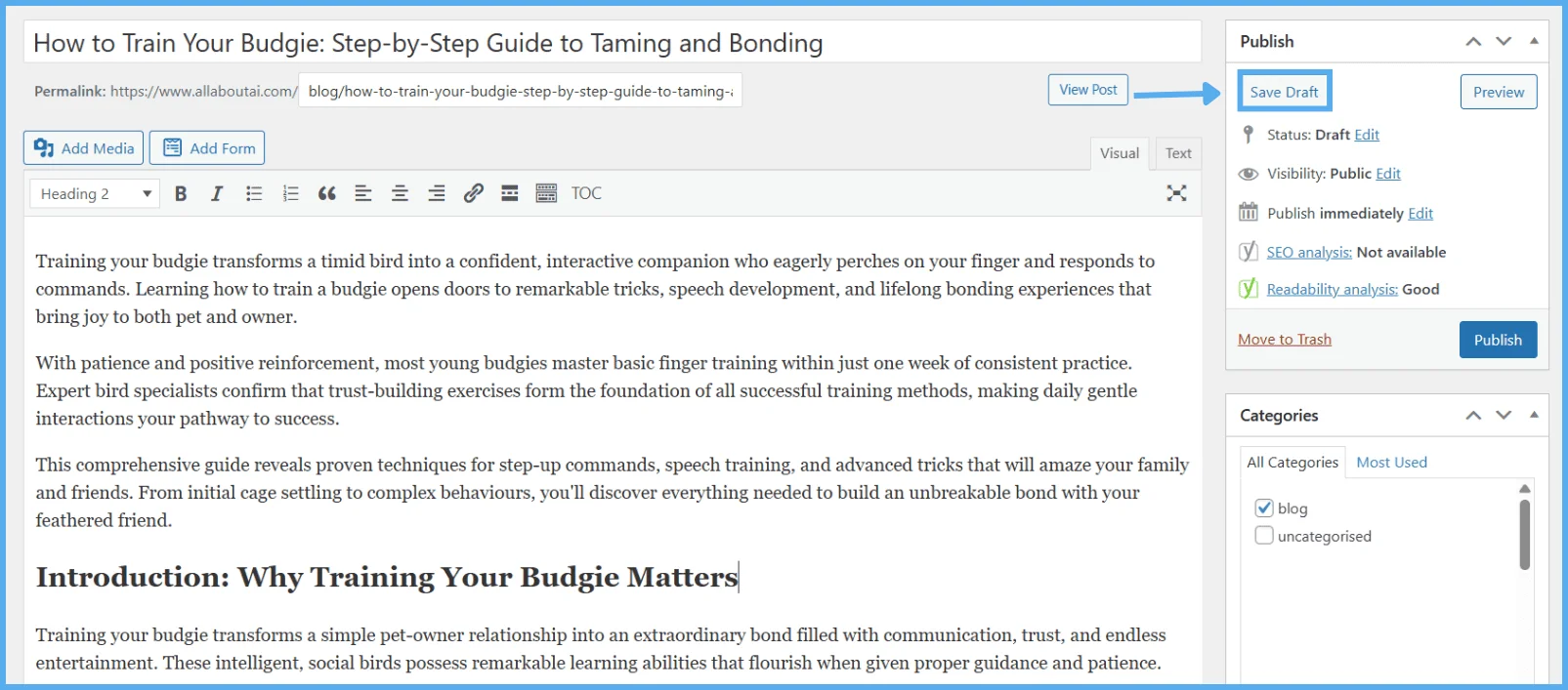 click-publish-in-wordpress-to-finalize-kiva-seo-draft
